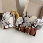 Newborn Gift Box Set, Comforter, Bib and Socks, top view