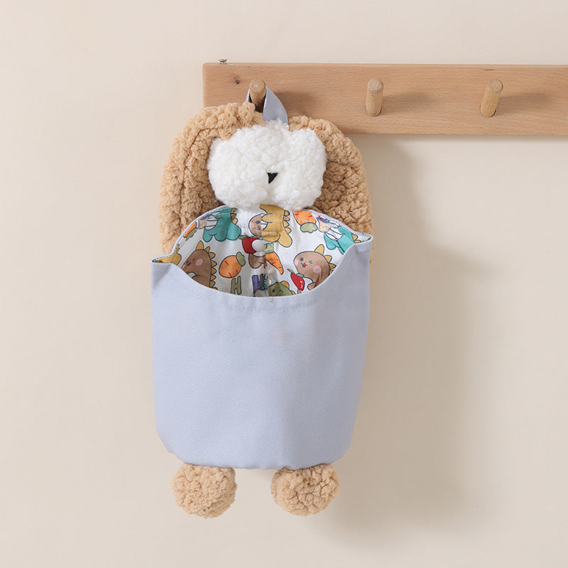 Grey hanging bunny nursery organiser for nappies and bottles