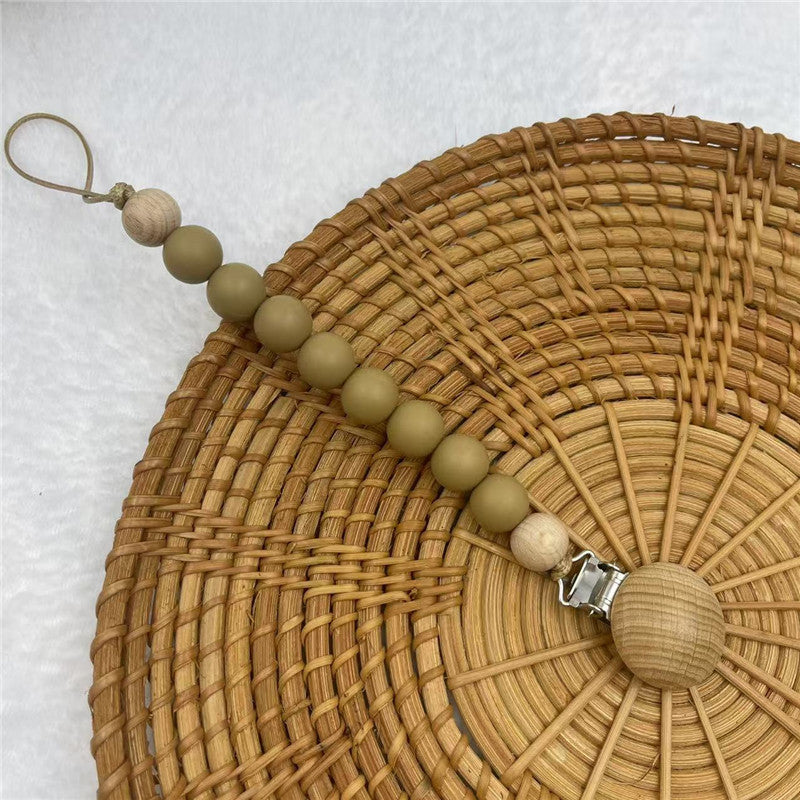 Oat silicone and beech beaded dummy clip