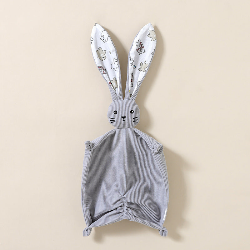 Corduroy bunny baby comforter with long floppy ears and embroidered face – view 5 of 11