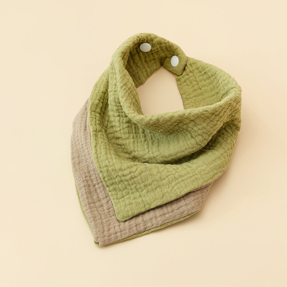 Army Green and Dark Khaki reversible four layer cotton gauze bandana bib