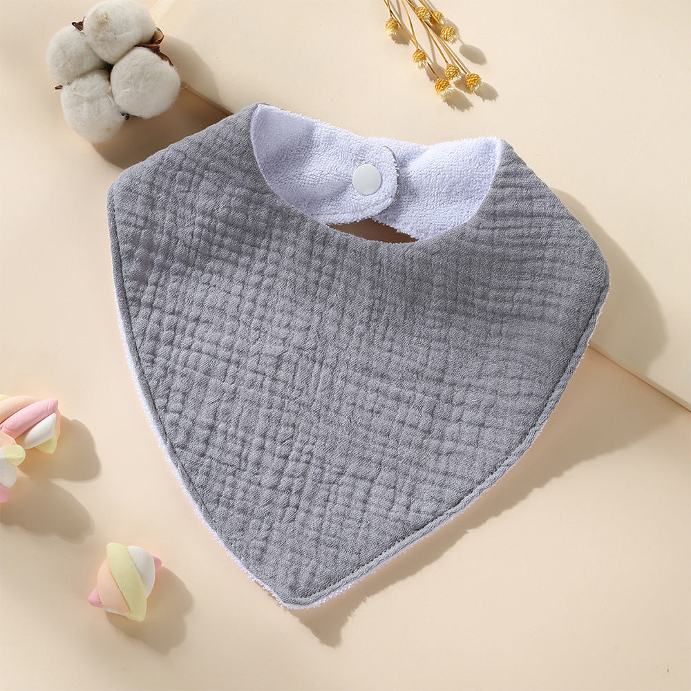 Grey Blue cotton bandana dribble bib with waterproof backing