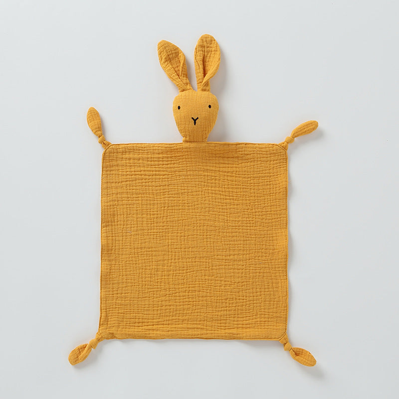 Mustard plain bunny baby comforter hand puppet