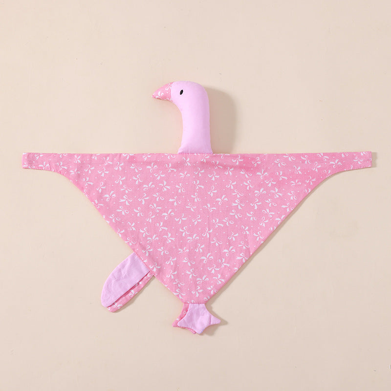 Pink Bow swan muslin baby comforter in cotton double gauze