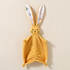 Corduroy bunny baby comforter with long floppy ears and embroidered face – Yellow