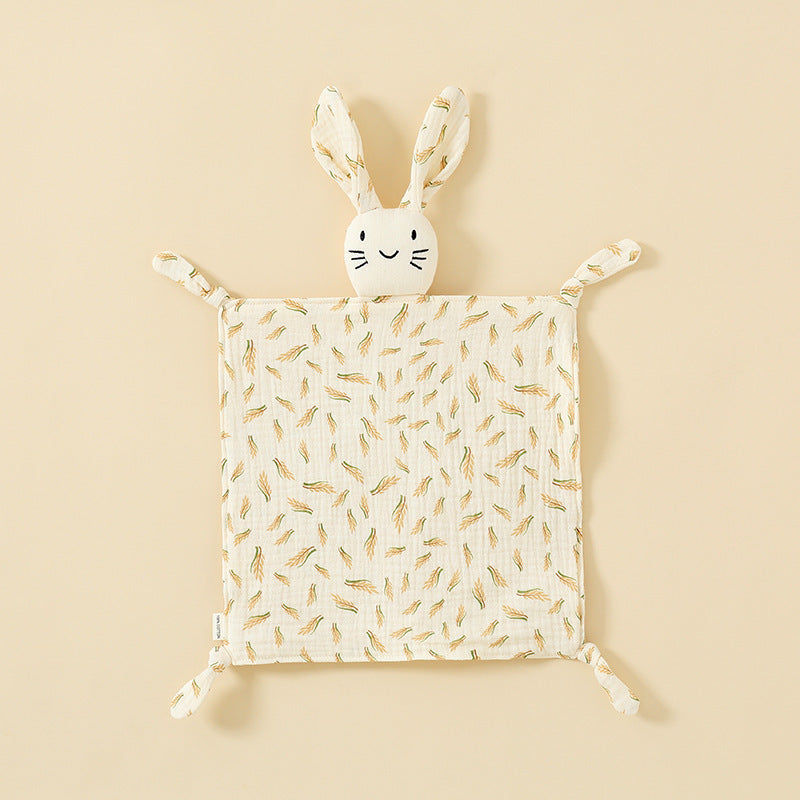 Wheat Ear printed muslin bunny baby comforter