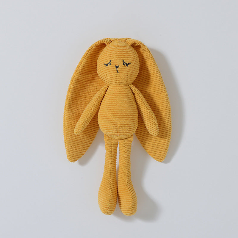 Yellow corduroy bunny hand puppet with long ears