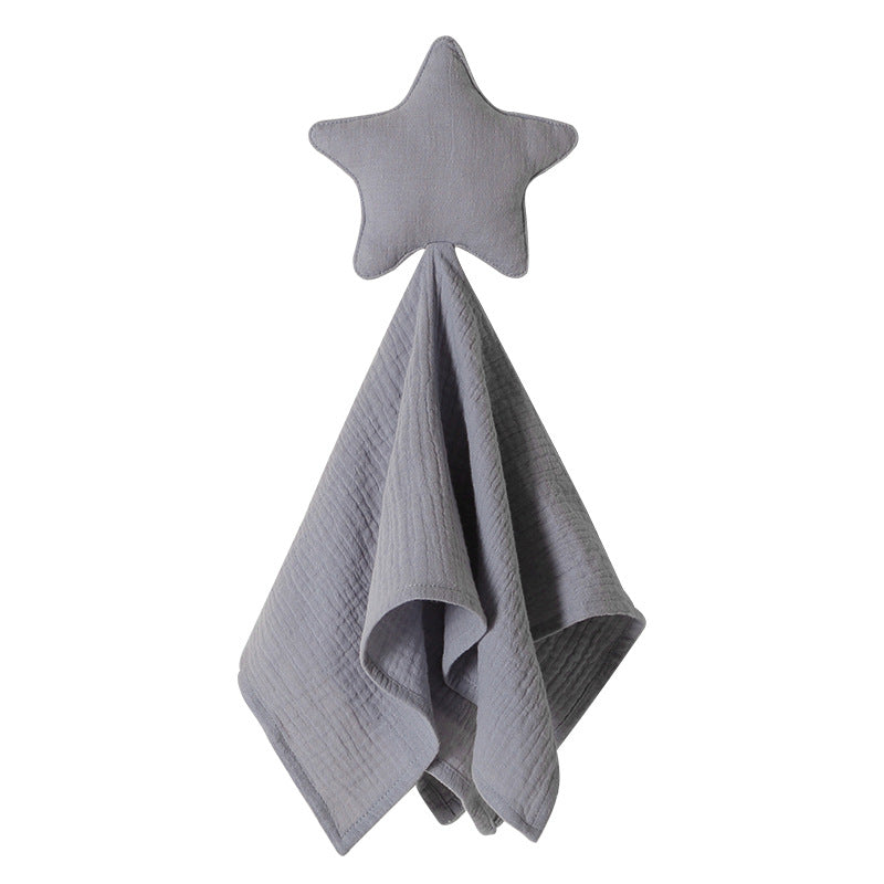 Crinkled gauze baby comforter square with a padded star hand puppet – view 4 of 11
