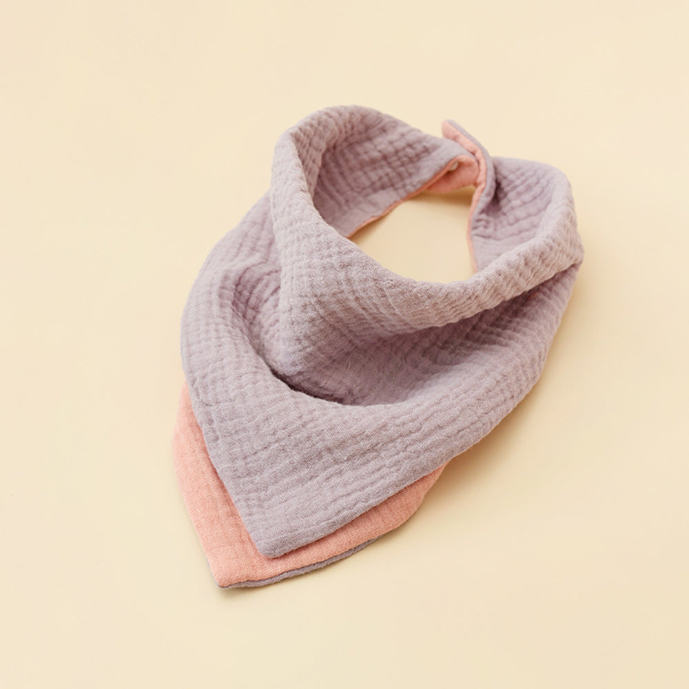 Purple and Dusty Pink reversible four layer cotton gauze bandana bib