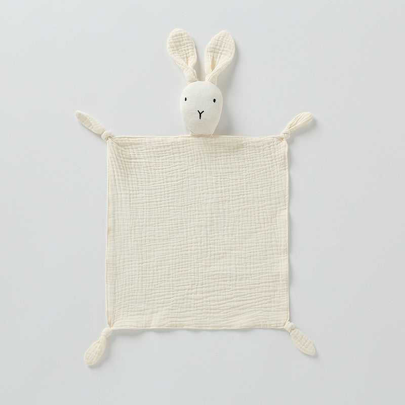 Ivory plain bunny baby comforter hand puppet