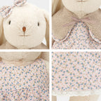 Bunny Plush Toy in Floral Dress – Freestanding Long-Eared Rabbit Doll with Sherpa Collar | 30, 40 & 53 cm