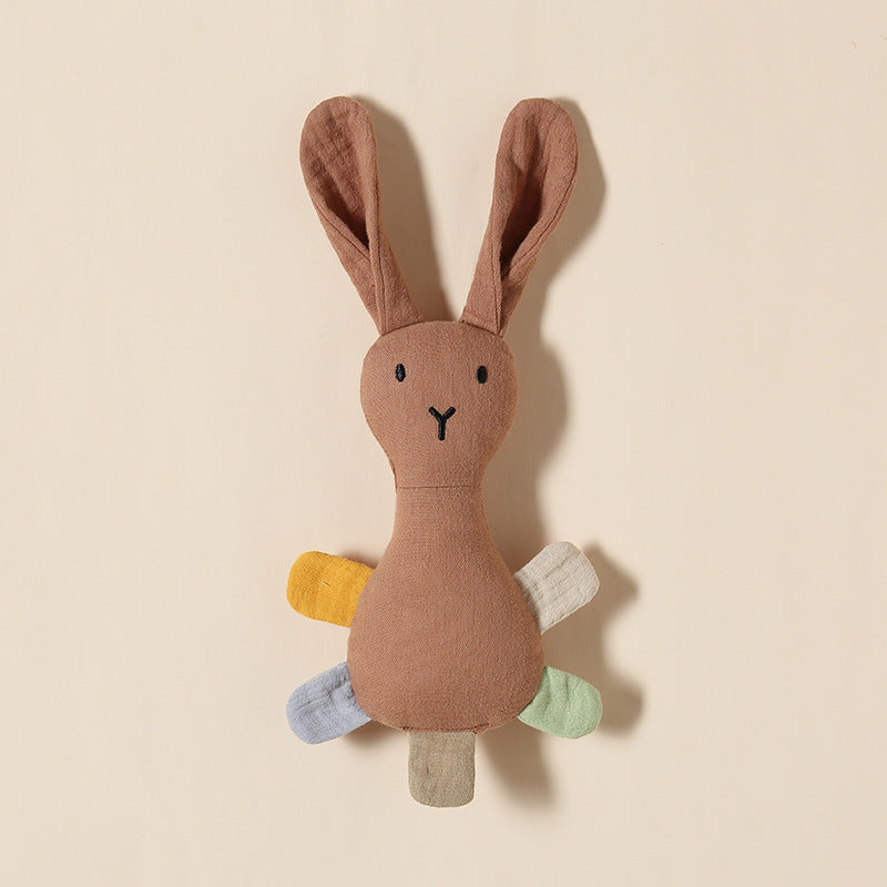 Rouge Red bunny baby comforter with sewn-in rattle in cotton