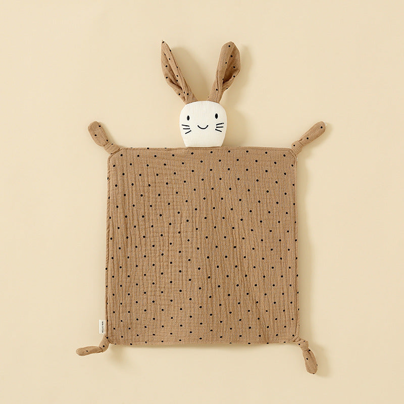 Coffee Spot printed muslin bunny baby comforter