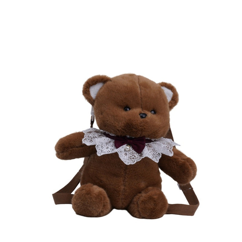 Dark Bear, Design 2 40cm running bear plush toy with bib