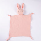 Pink cat muslin baby comforter in cotton gauze