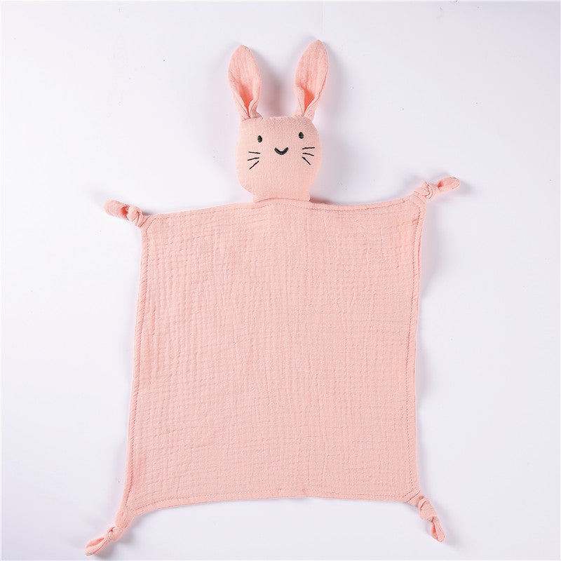 Pink cat muslin baby comforter in cotton gauze