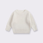 Off White cotton crew neck jumper for babies and children