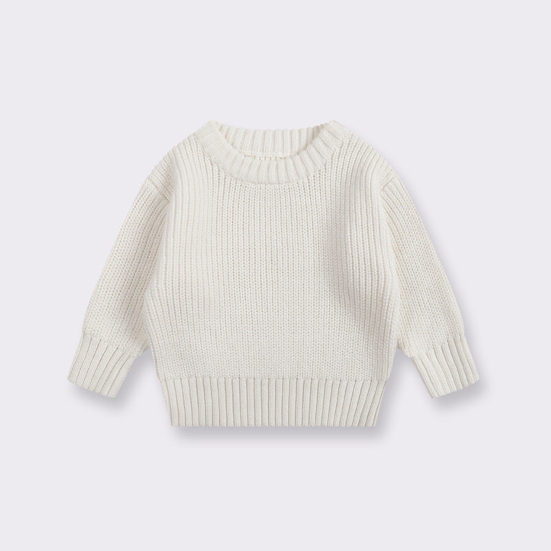 Off White cotton crew neck jumper for babies and children