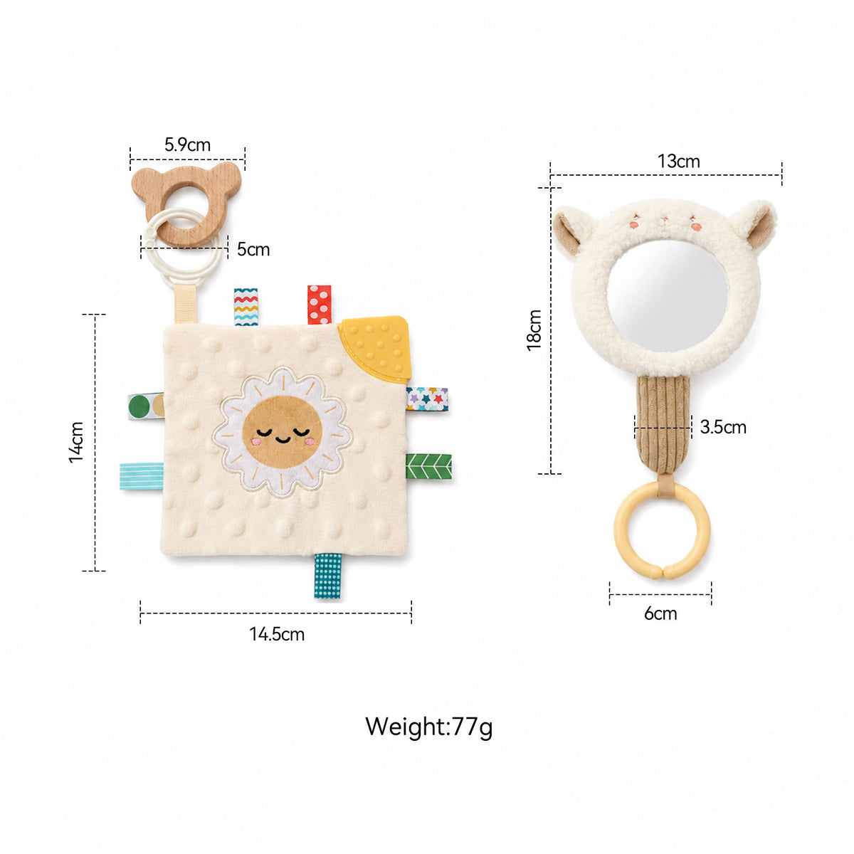 Lamb Comforter and Mirror baby tummy time bundle