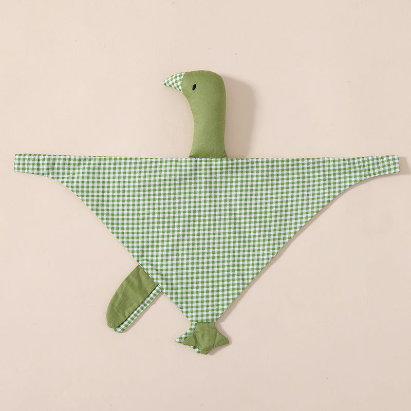 Green Gingham swan muslin baby comforter in cotton double gauze