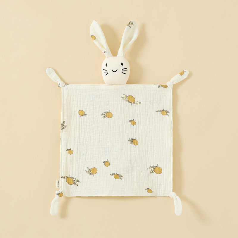 Lemon printed muslin bunny baby comforter