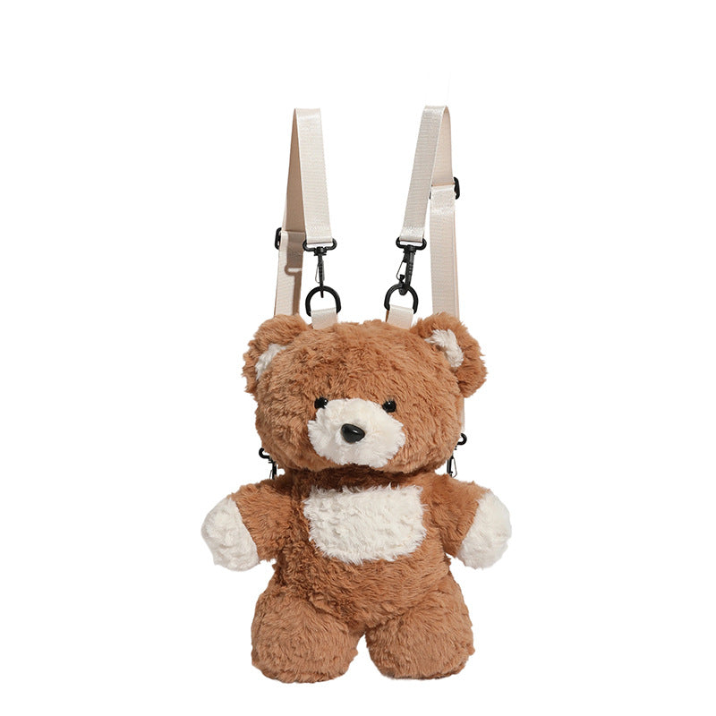 Brown teddy bear shaped plush backpack