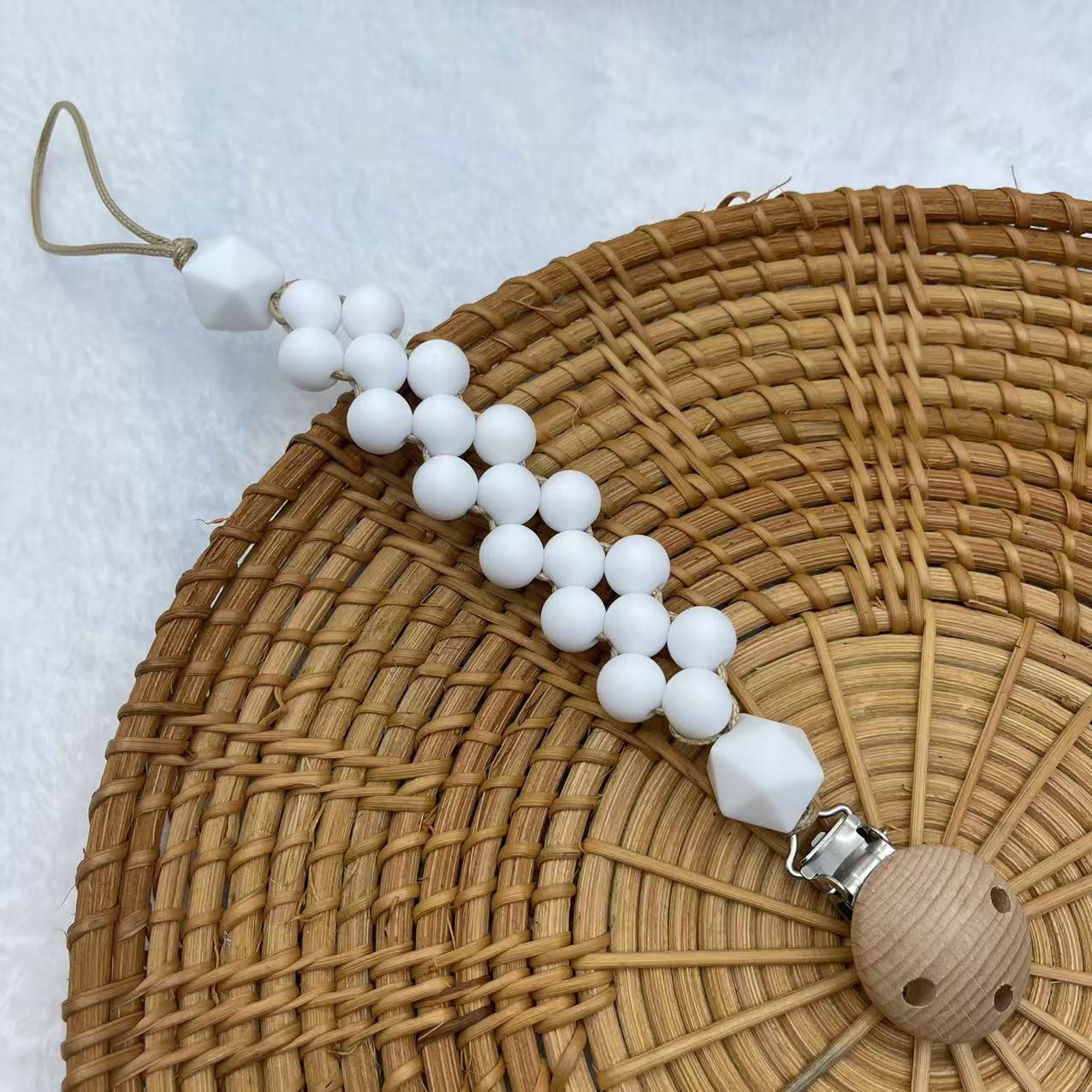 White Round Bead silicone beaded dummy clip