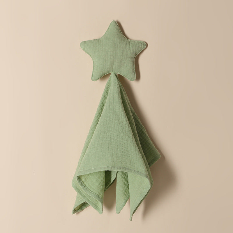Crinkled gauze baby comforter square with a padded star hand puppet – Mint Green, Star