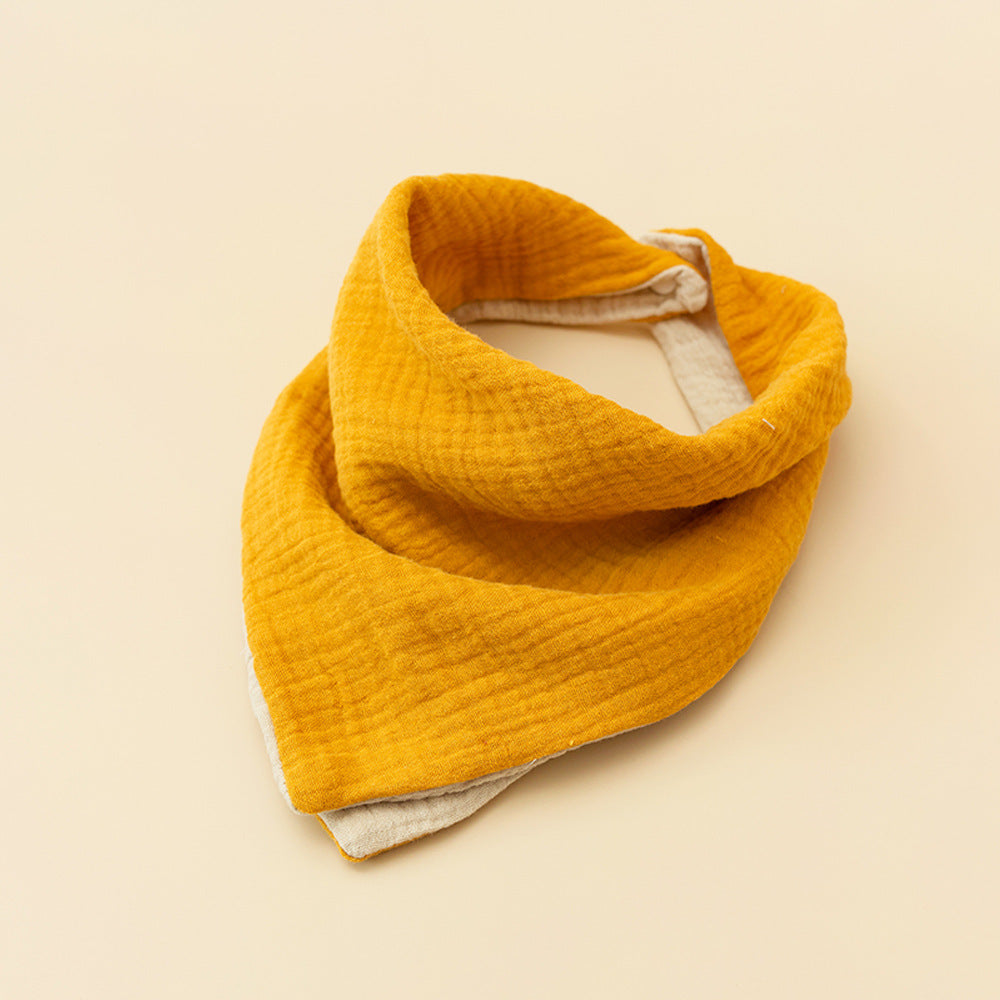 Mustard and Khaki reversible four layer cotton gauze bandana bib
