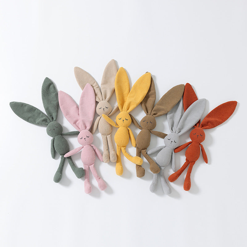 Corduroy long-eared bunny baby comforter with matching storage pouch