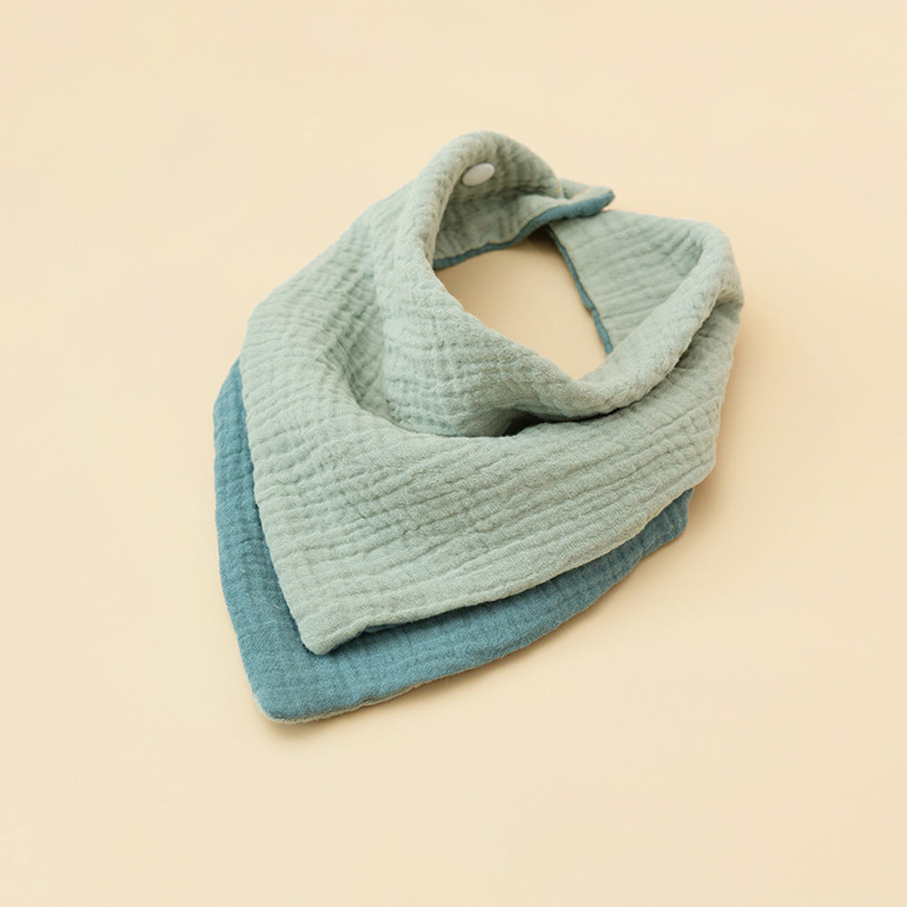 Pea Green and Light Blue reversible four layer cotton gauze bandana bib