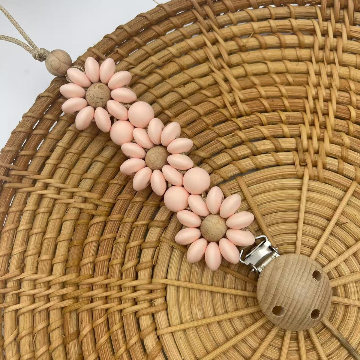 Soft Pink Flower silicone beaded dummy clip