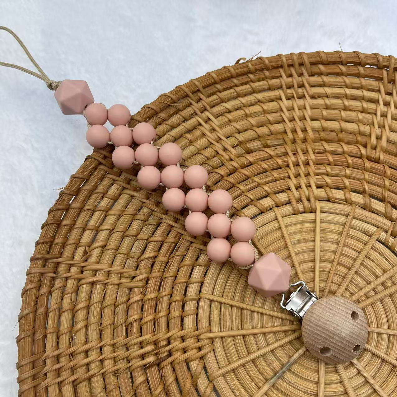 Pink Round Bead silicone beaded dummy clip