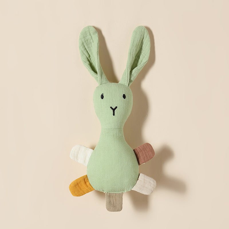 Mint Green bunny baby comforter with sewn-in rattle in cotton