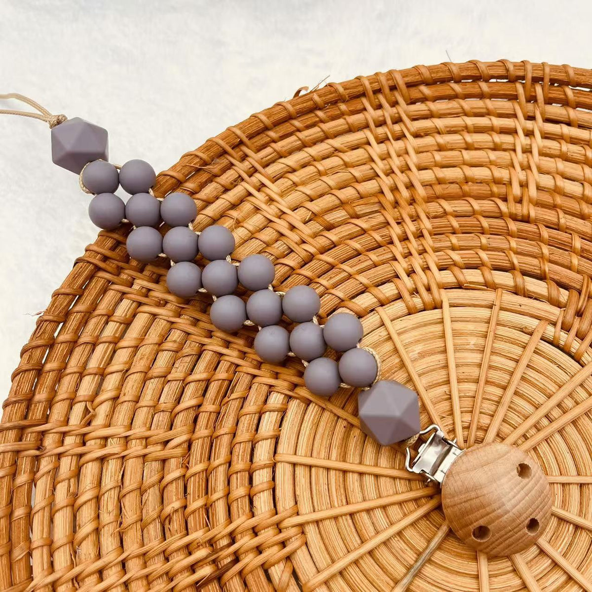 Grey Round Bead silicone beaded dummy clip