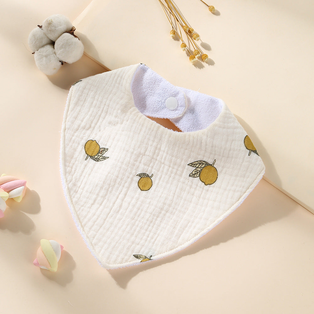 Lemon cotton bandana dribble bib with waterproof backing