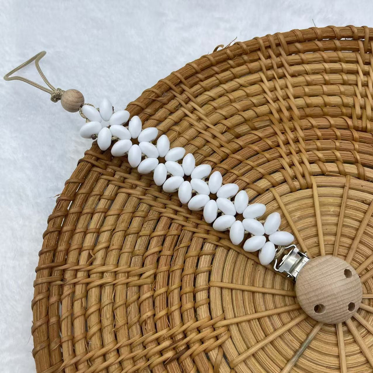 White Flat Bead silicone beaded dummy clip