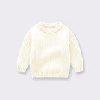 Cream relaxed crew neck knitted jumper for babies and children