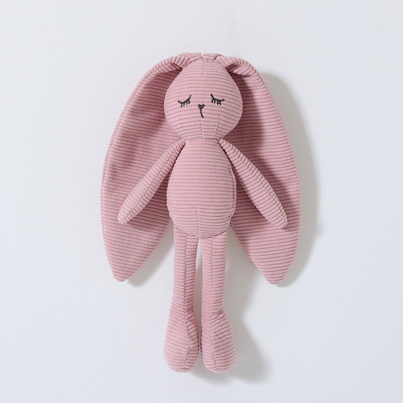 Pink corduroy bunny hand puppet with long ears