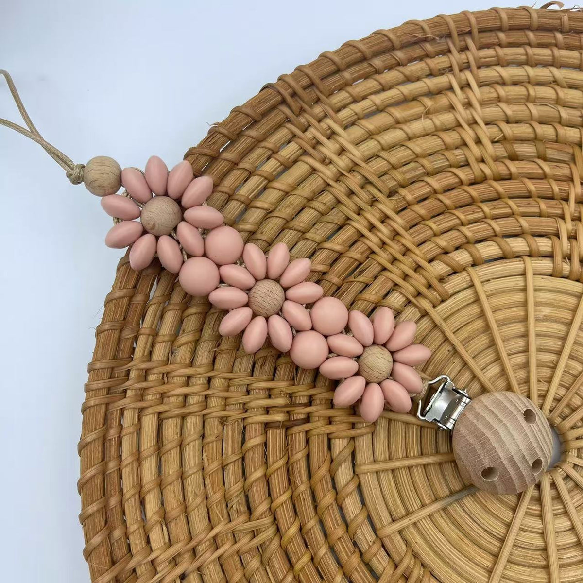 Pink Flower silicone beaded dummy clip