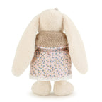 Bunny Plush Toy in Floral Dress – Freestanding Long-Eared Rabbit Doll with Sherpa Collar | 30, 40 & 53 cm