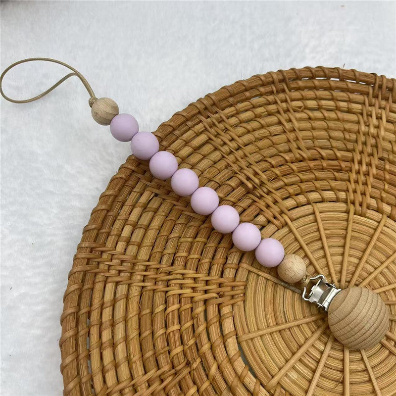 Light Lilac silicone and beech beaded dummy clip