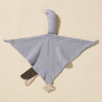 Dove Grey swan muslin baby comforter in cotton double gauze