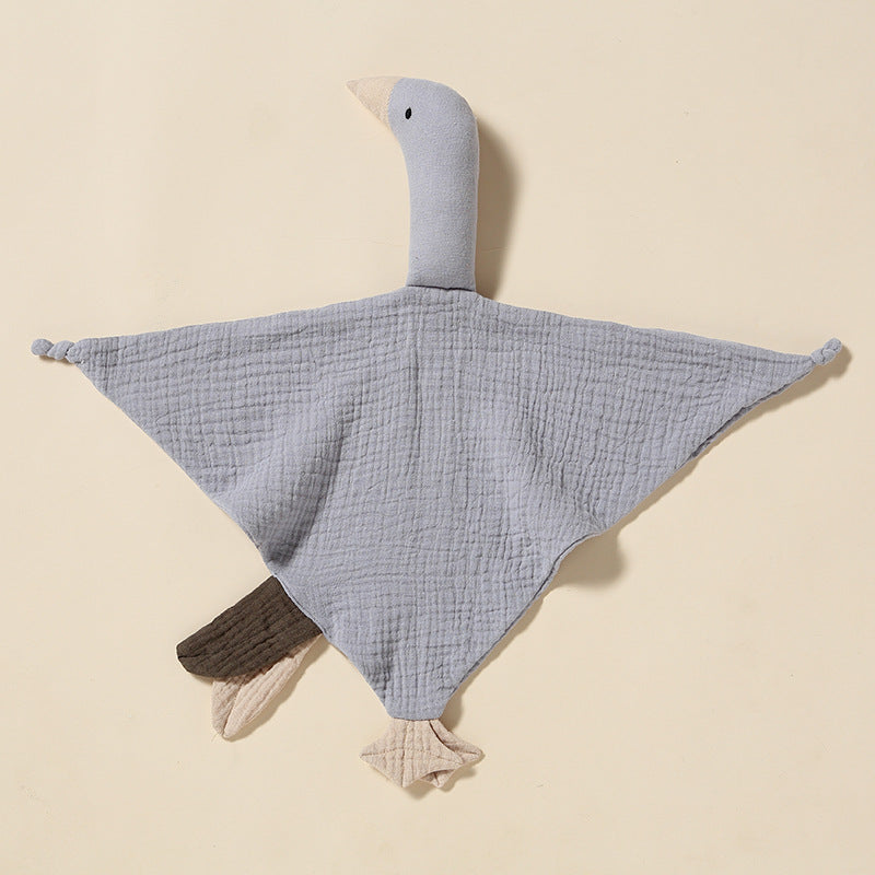 Dove Grey swan muslin baby comforter in cotton double gauze