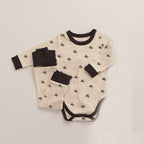 Apricot Star print two piece baby set with long sleeve top and high waist trousers