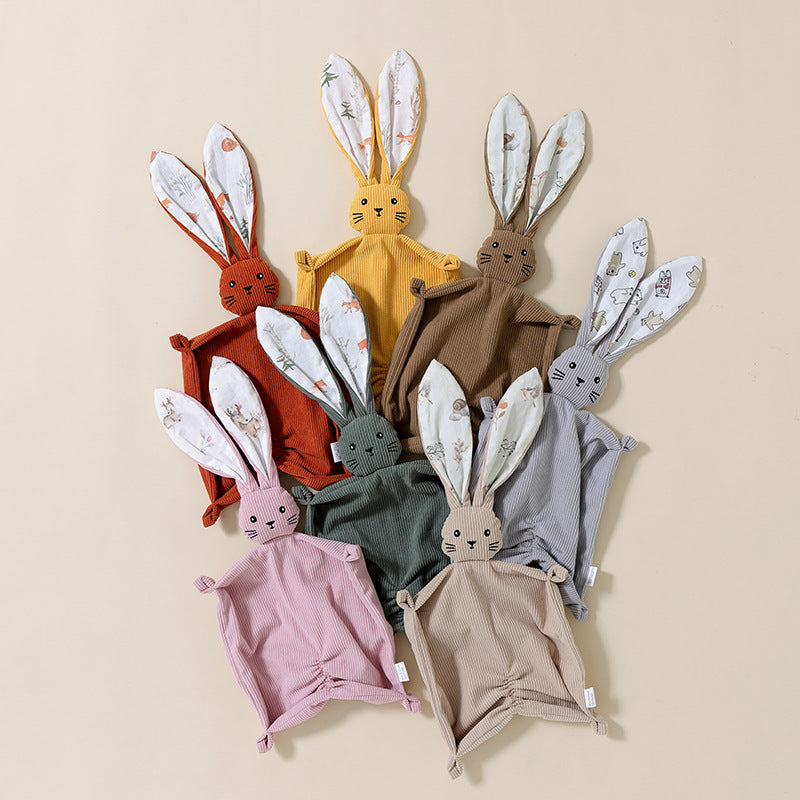 Corduroy bunny baby comforter with long floppy ears and embroidered face – view 4 of 11
