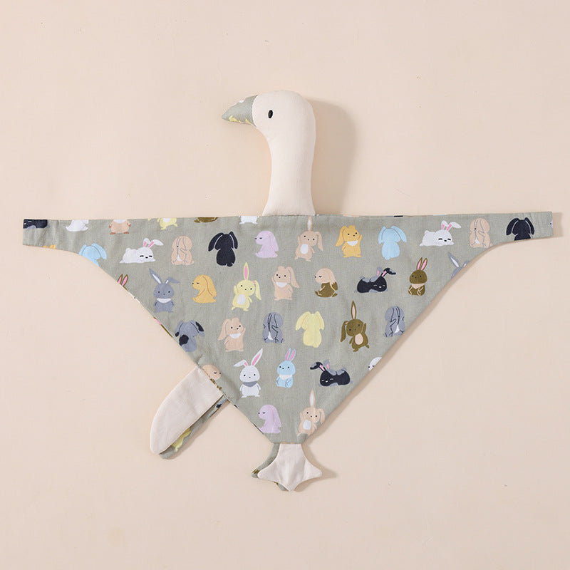 Grey Bunny swan muslin baby comforter in cotton double gauze