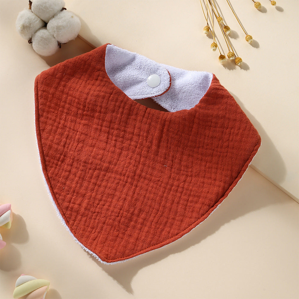 Brick Red cotton bandana dribble bib with waterproof backing