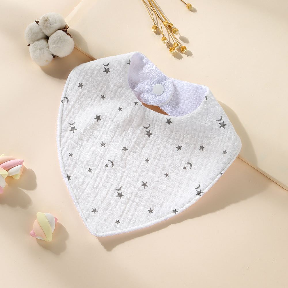 Star and Moon cotton bandana dribble bib with waterproof backing