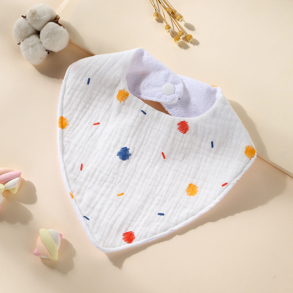 Colour Dots cotton bandana dribble bib with waterproof backing